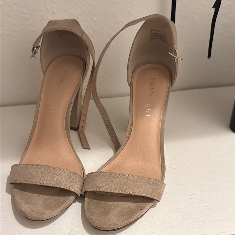 Madden Girl Beige Ankle Strap Sandals